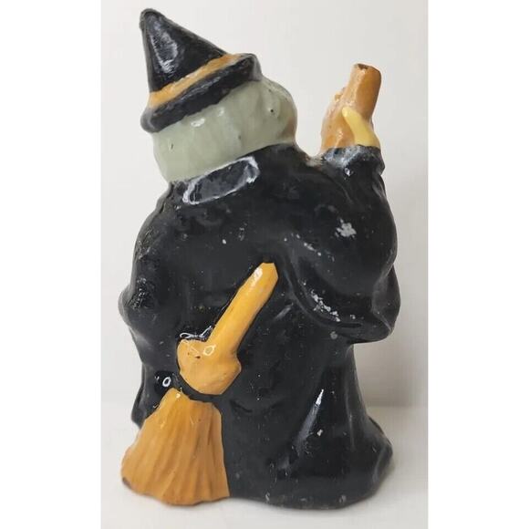 Vintage Creepy Face Witch & Pumpkin Candle 4" SKU H50 - Picture 4 of 8
